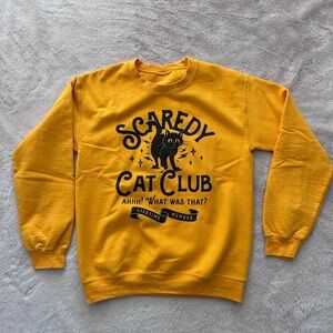 Lucy Jaynes Scaredy Cat Club‎ Sweatshirt, Gold Yellow, Small